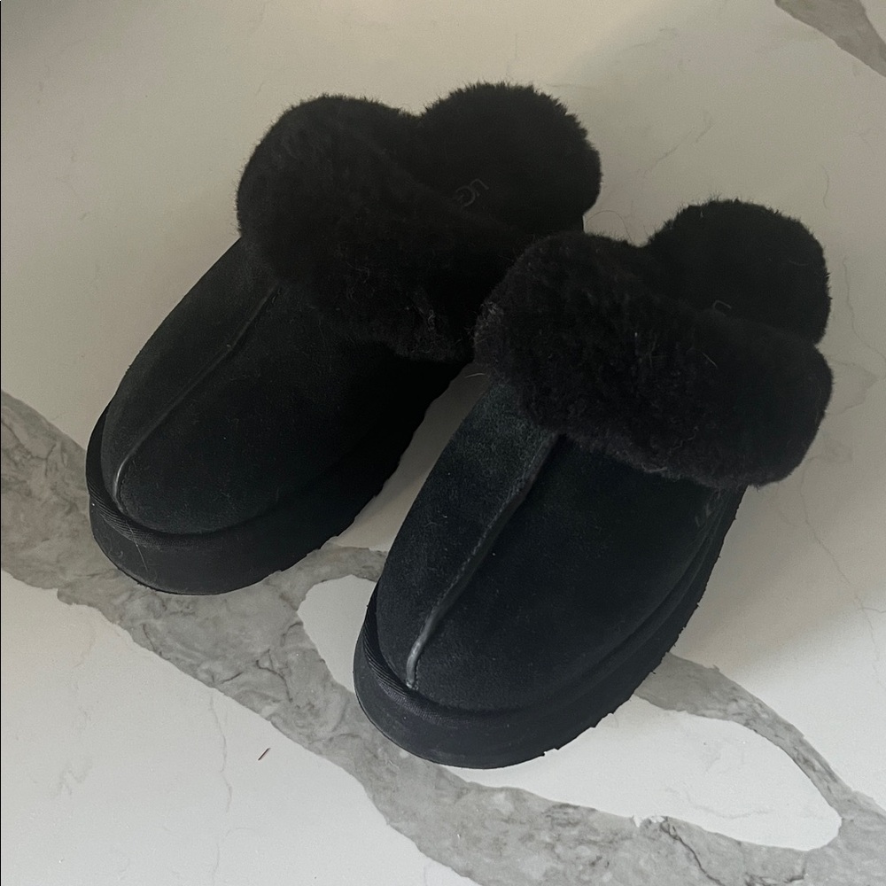 UGG Women's Black Plush Slippers